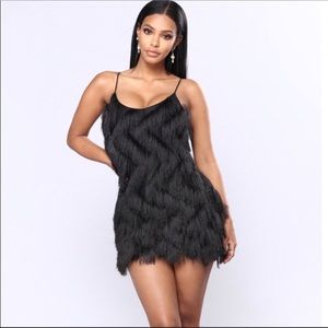 Fashion Nova Black Fringe Dress.
